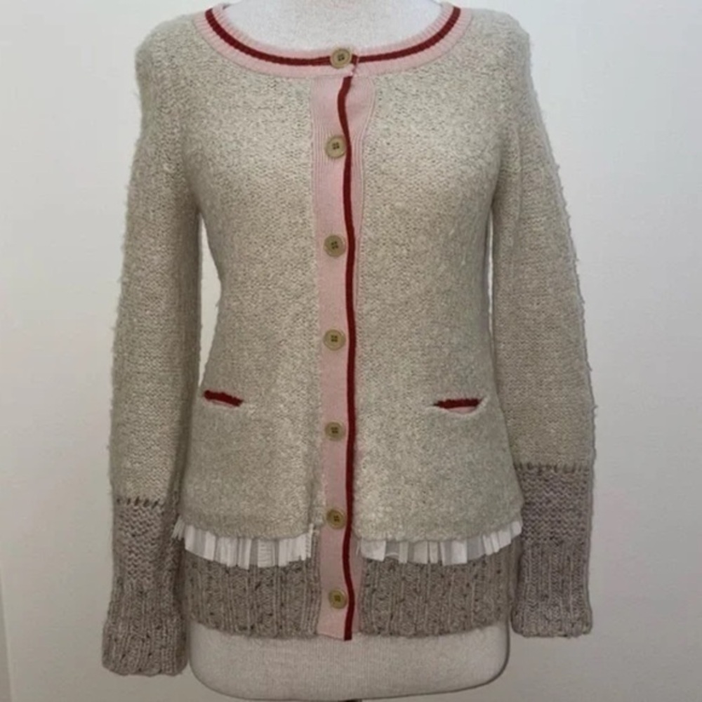 Charlie & Robin Anthropologie romantic boho tiered tulle cardigan Sweater Size S